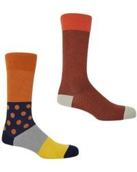 Peper Harow - Made in England - Burnt Mayfair & Bumblebee Hilltop Socks 2 Pack - Lyst