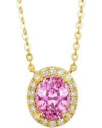 Juvetti - Mina Oval Sapphire & Diamond Halo Necklace - Lyst