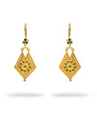 Ebru Jewelry - Vintage Style & Emerald Design Dangle Earrings - Lyst