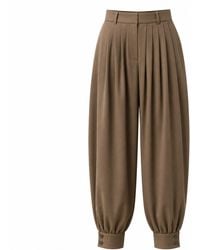 FRONT ROW SHOP - Neutrals Balloon Pleat Trousers Pepper - Lyst
