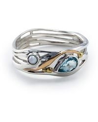 Isla Silver - Freshwater Pearl & Teardrop Topaz Ring - Lyst