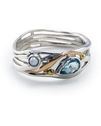 Isla Silver - Freshwater Pearl & Teardrop Topaz Ring - Lyst