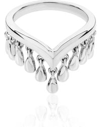 Lucy Quartermaine - Solid Sterling Wishbone Tear Drop Ring - Lyst