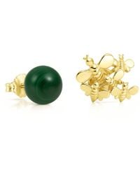 Unaloe - Vermeil Natural Qeen Malachite Stud Earrings – Luxury Contemporary Designer Gemstone Jewelry - Lyst