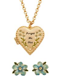 Fable England - Forget Me Not Heart Locket & Stud Earrings Set - Lyst
