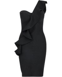 Sour Figs - One Shoulder Ruffle Slit Hem Bandage Mini Dress - Lyst