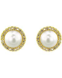 VicStoneNYC Fine Jewelry - Natural Akoya Pearl And Diamond Stud Earrings With Screw Back - Lyst