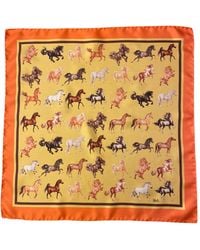 Ralufineart - Silk Twill Pocket Square With Horses - Lyst