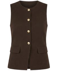Yumi' - Long Line Button Waistcoat Top - Lyst