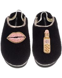 Laines London - Flatform Cloud Closed Toe Slippers With Lips & Lipstick Brooches - Lyst