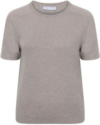 Paul James Knitwear - Neutrals Ultra Fine Cotton Cassie Saddle Shoulder Knitted T-Shirt - Lyst