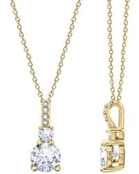 Diamonbliss - Embellished With Swarovski Plated Round Cut Solitaire Drop Pendant Necklace One And Half Carat - Lyst
