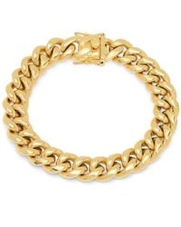 Steeltime - Stainless Steel 18K Plated 12Mm Miami Cuban Bracelet With Box Clasp 8.5 Inch - Lyst