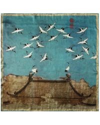 Soft Strokes Silk - Pure Silk Scarf Ink & Colour By Zhao Ji Auspicious Crane Long - Lyst