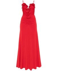 Nissa - Floral-Applique Jersey Midi Dress - Lyst
