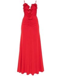 Nissa - Floral-Applique Jersey Midi Dress - Lyst
