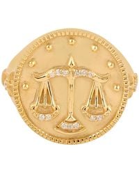 Artisan - Libra Zodiac Diamond Signet Ring - Lyst