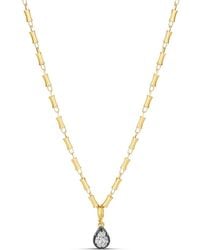 SHYMI - Rhodium Pear Drop Pendant On A Thin Bamboo Chain - Lyst