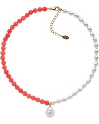 Emma Holland Jewellery - Coral & Baroque Pearl Drop Necklace - Lyst