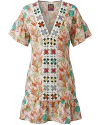 Lalipop Design - Neutrals Embroidered Coastal Mini Dress - Lyst