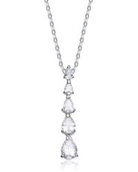Genevive Jewelry - Cubic Zirconia Sterling Plated Teardrop Journey Pendant - Lyst