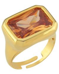 LINYA JEWELLERY - Nova Large Champagne Crystal Stone Ring - Lyst