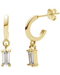 Bermuda Watch Company - Annie Apple Kaia Sterling, Vermeil Baguette Charm Hoop Earring - Lyst