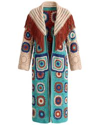 Ana Chic - Fringed Handmade Crochet Maxi Cardigan - Lyst