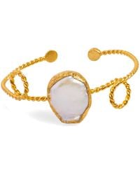 Ebru Jewelry - Cleopatra Twisted Bangle Pearl Cuff Bracelet - Lyst