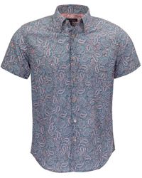 lords of harlech - Tim Paisley Pile Coral Printed Button Up Shirt - Lyst