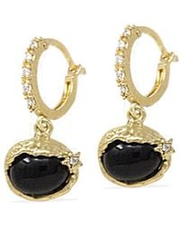 Vintouch Italy - Ad Astra-Plated Onyx Mini Hoop Earrings - Lyst