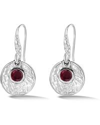 Dower & Hall - Hammered Disc & Garnet Array Drop Earrings - Lyst