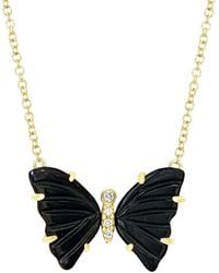 KAMARIA - 14k Onyx Butterfly Necklace With Diamonds & Prongs - Lyst
