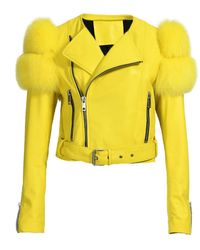 Hortons England - Cropped Faux Fur Shoulder Jacket - Lyst