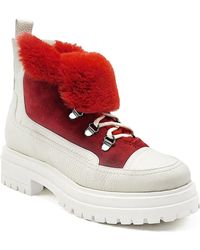 Beautiisoles by Robyn Shreiber Made in Italy - Francy Leather & Faux Fur Comfortable Ankle Hiking Valentine Bootie - Lyst