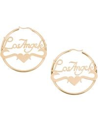 Black Cake - City Of Angels Los Angeles Nameplate Hoop Earrings - Lyst