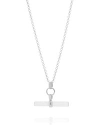 Nellou Jewellery - Neutrals Quartz Crystal T Bar Necklace Sterling - Lyst