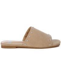 Rag & Co - Neutrals Odalia Soft Suede Leather Studded Flats - Lyst
