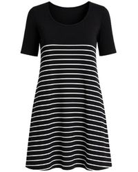 Conquista - Stripe Detail A Line Stretch Dress - Lyst
