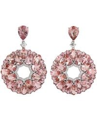 Artisan - Pear Cut Pink Tourmaline & Pave Diamond In 14k White Gold Crystal Dangle Earrings - Lyst