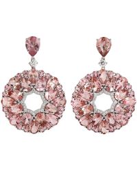 Artisan - Pear Cut Pink Tourmaline & Pave Diamond In 14k White Gold Crystal Dangle Earrings - Lyst