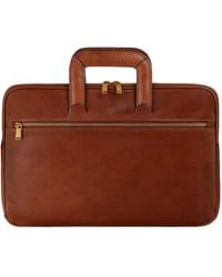 Time Resistance - Cognac Leather Briefcase Laptop Bag - Lyst
