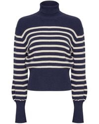Guinea London - Cream Lurex Stripe Cashmere Roll Neck Jumper - Lyst