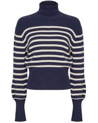 Guinea London - Cream Lurex Stripe Cashmere Roll Neck Jumper - Lyst