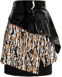 Julia Allert - High-waisted Multi-layered Mini Skirt With Patent Belt Orange - Lyst