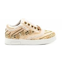 Rettrose - Neutrals Caroline Luxury Buttermilk Satin Handmade Embellished Tennis Shoe - Lyst