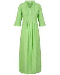 At Last - Cotton Annabel Maxi Dress In Hand Woven In Lime - Lyst
