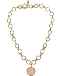 Farra - Rose Quartz Pendant Chain Necklace - Lyst