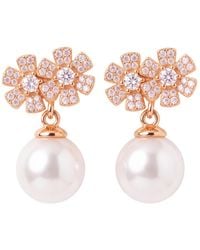 LÁTELITA London - Rose Bouquet And Pearl Drop Earrings Rosegold - Lyst