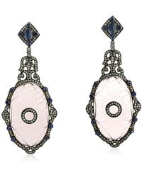 Artisan - Gemstone 18k Gold Pave Diamond 925 Sterling Silver Dangle Earrings Jewelry - Lyst